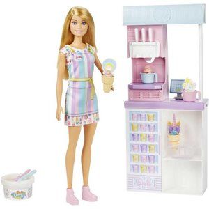 Barbie Ice Cream Shop Playset with Blonde Doll , Plus lots of Accessories
